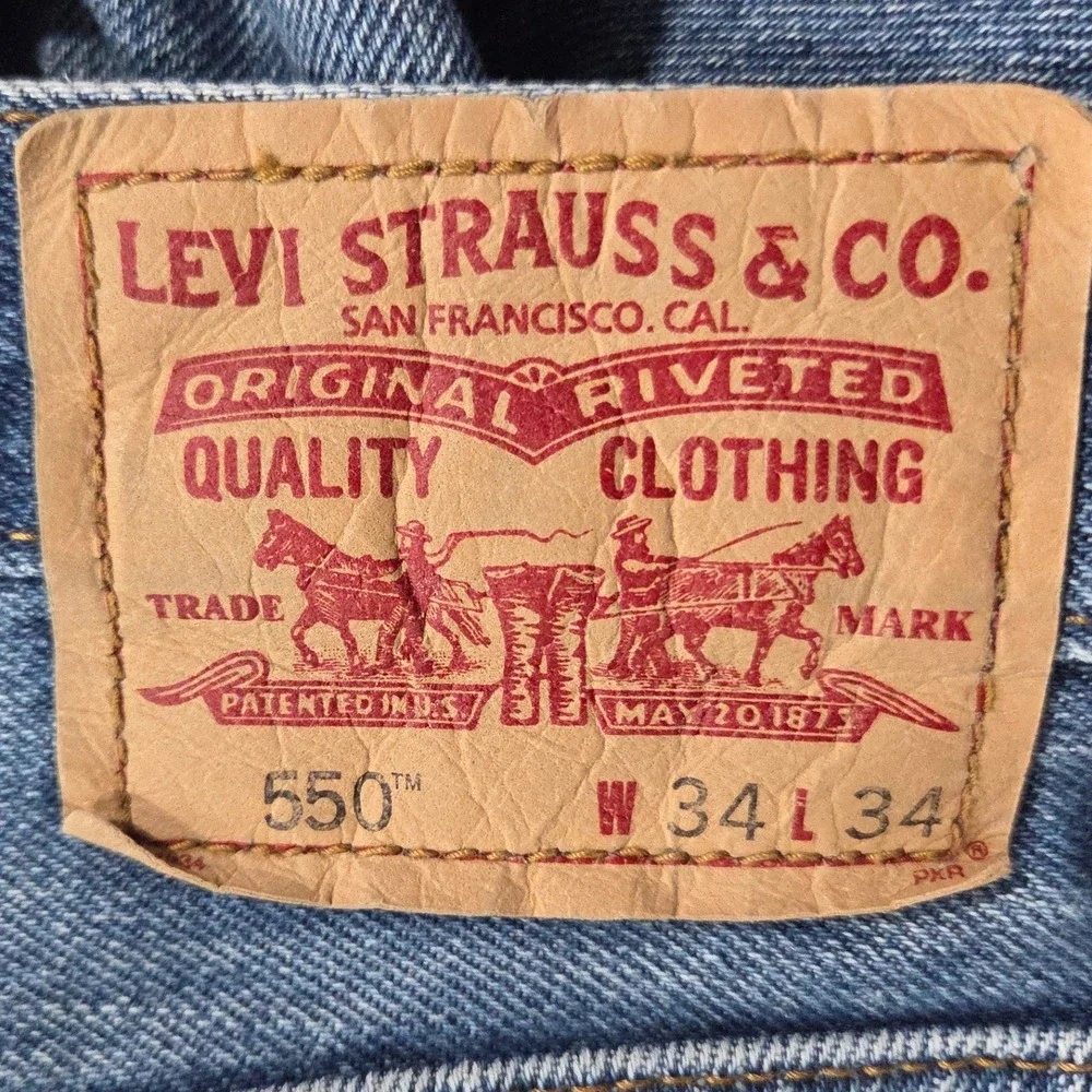 Levis 550 Jeans Mens‎ 34x34 Blue Medium Wash Relaxed Fit Tapered Denim 2007 Y2K